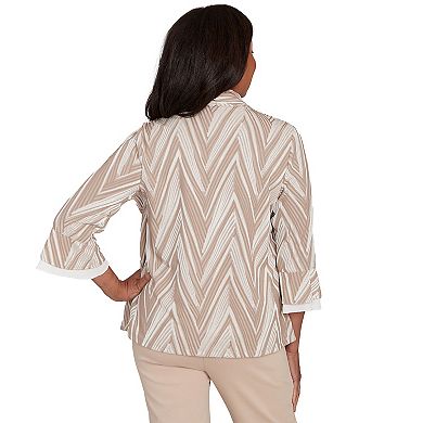 Women's Alfred Dunner Exploded Chevron Two-in-One Top with Necklace