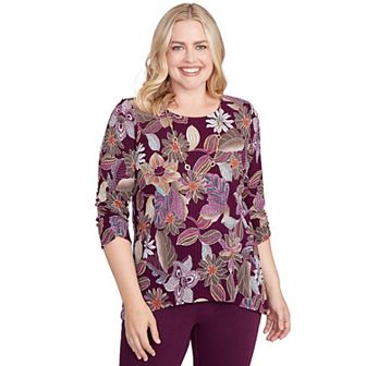 Women's Alfred Dunner Batik Floral Melange Printed Top