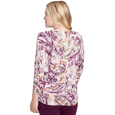 Women's Alfred Dunner Shimmer Paisley Crew Neck Sweater