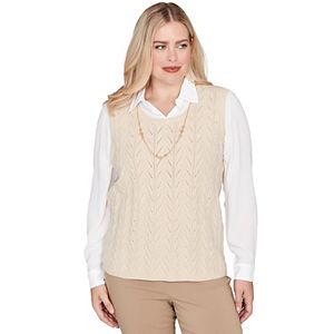 Women's Croft & Barrow Cabled Mini Mock Neck Full Zip Vest
