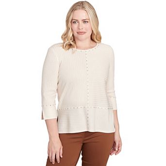 Women's Alfred Dunner Heat Set Embellished Solid Top