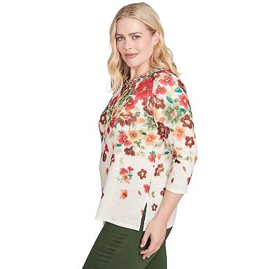 Women's Alfred Dunner Floral Detailed Neck Top