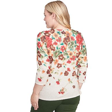 Women's Alfred Dunner Floral Detailed Neck Top
