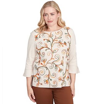 Women's Alfred Dunner Textured Scroll Embroidered Top
