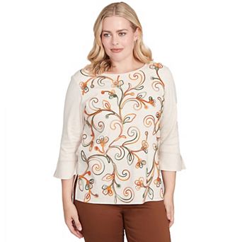 Women's Alfred Dunner Textured Scroll Embroidered Top