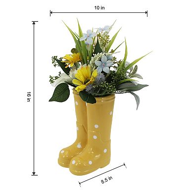 Celebrate Together™ Ceramic Rainboots Vase with Flowers