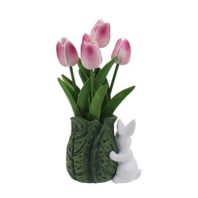 Celebrate Together™ Cabbage & Bunny Vase with Artificial Tulips