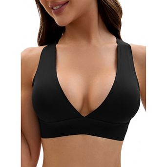 Women's Deep V Bralette Wirefree T-Shirt Seamless Comfortable Plunge Bras
