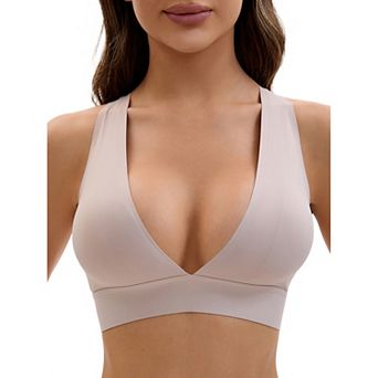 Women's Deep V Bralette Wirefree T-Shirt Seamless Comfortable Plunge Bras