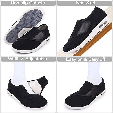 Men's Wide Width Elderly Diabetic Shoes Adjustable Closure Swollen Feet Walking Edema Sneakers