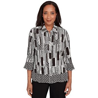 Women's Alfred Dunner Woven Zebra Button Front Top