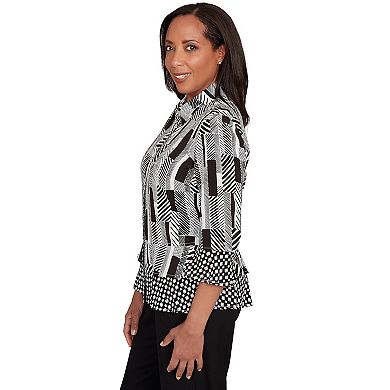 Women's Alfred Dunner Woven Zebra Button Front Top