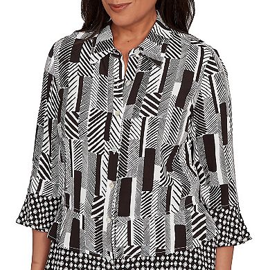 Women's Alfred Dunner Woven Zebra Button Front Top