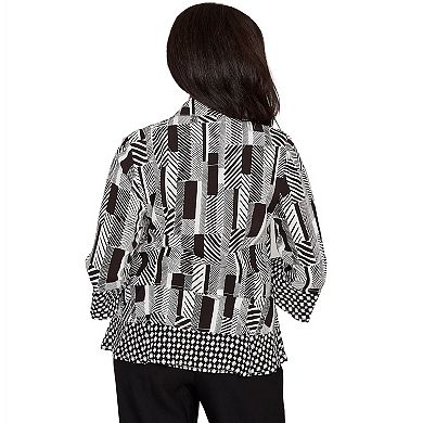 Women's Alfred Dunner Woven Zebra Button Front Top