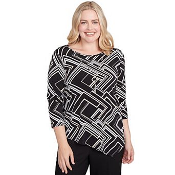Women's Alfred Dunner Geometric Textured Top with Necklace