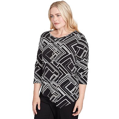 Women's Alfred Dunner Geometric Textured Top with Necklace