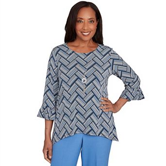 Women's Alfred Dunner Chevron Textured Knit Top with Necklace