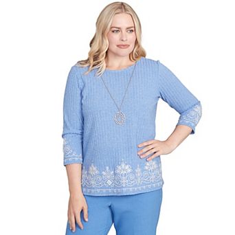 Women's Alfred Dunner Medallion Bordered Top with Necklace