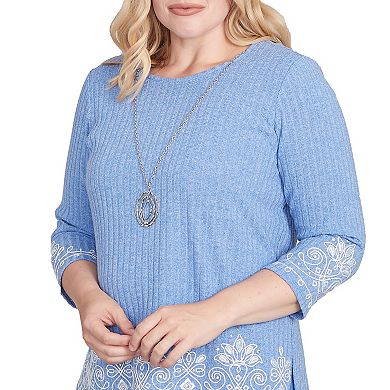 Women's Alfred Dunner Medallion Bordered Top with Necklace