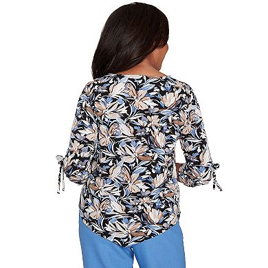 Women's Alfred Dunner Tie Sleeve Brushstroke Floral Knit Top