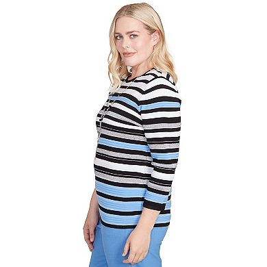 Women's Alfred Dunner Textured Stripe Sweater with Necklace