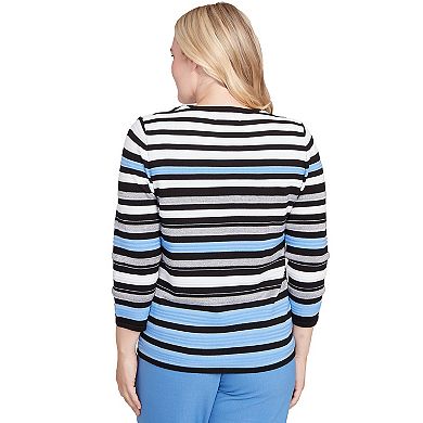 Women's Alfred Dunner Textured Stripe Sweater with Necklace