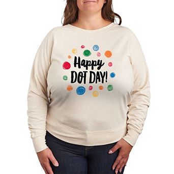 Plus Size Happy Dot Day French Terry Long Sleeve Tee