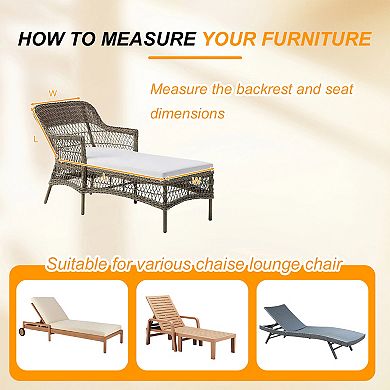 Aoodor Polyester Tufted Chaise Lounge Cushion for Outdoor Wicker Chaise Lounge Use, Set of 2