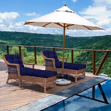 Aoodor Polyester Tufted Chaise Lounge Cushion for Outdoor Wicker Chaise Lounge Use, Set of 2