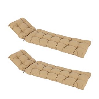 Aoodor Polyester Tufted Chaise Lounge Cushion for Outdoor Wicker Chaise Lounge Use, Set of 2