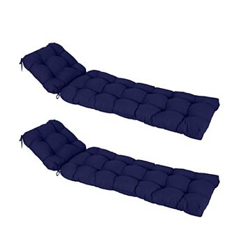 Aoodor Polyester Tufted Chaise Lounge Cushion for Outdoor Wicker Chaise Lounge Use, Set of 2