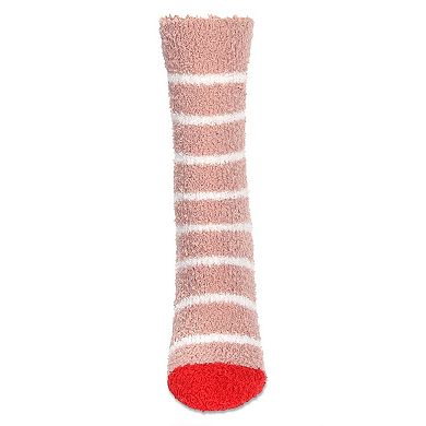 Women's Striped Mushroom Embroidery Cozy Crew Socks