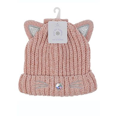 Girls' Elli by Capelli Kitty Beanie & Gloves 2-pc. Set
