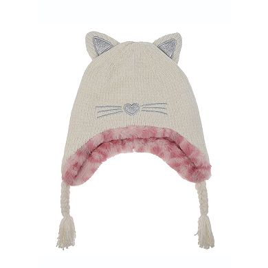 Girls 4-16 Elli by Capelli Kitty Earflap Hat & Gloves Matching Set