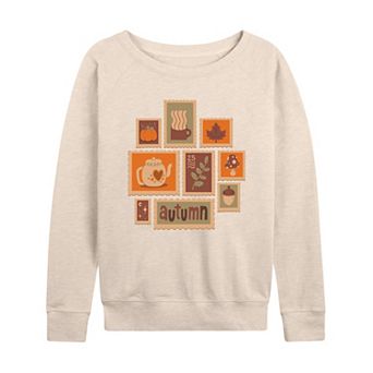 Women's Fall Stamps Collage French Terry Long Sleeve Tee