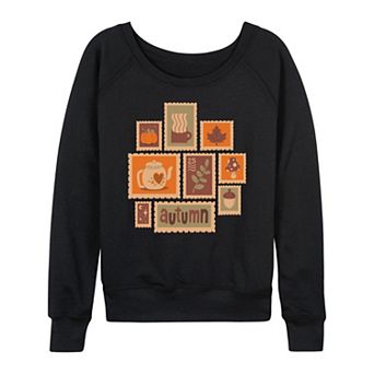 Women's Fall Stamps Collage French Terry Long Sleeve Tee
