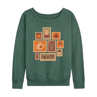 Women's Fall Stamps Collage French Terry Long Sleeve Tee