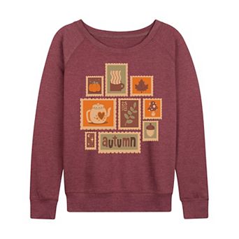 Women's Fall Stamps Collage French Terry Long Sleeve Tee