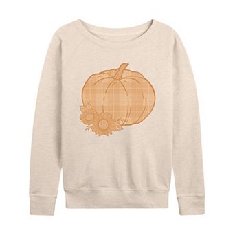 Women's Plaid Pumpkin French Terry Long Sleeve Tee