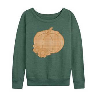 Women's Plaid Pumpkin French Terry Long Sleeve Tee