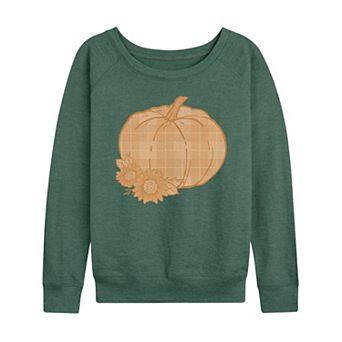 Women's Plaid Pumpkin French Terry Long Sleeve Tee