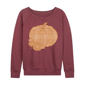 Women's Plaid Pumpkin French Terry Long Sleeve Tee