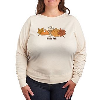 Plus Size Hello Fall French Terry Long Sleeve Tee