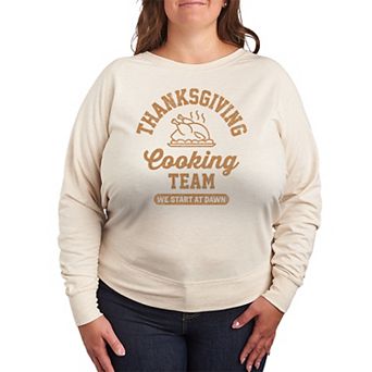 Plus Size Thanksgiving Cooking Team French Terry Long Sleeve Tee