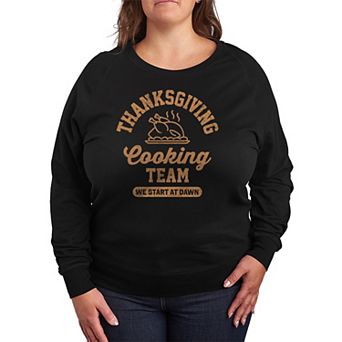 Plus Size Thanksgiving Cooking Team French Terry Long Sleeve Tee
