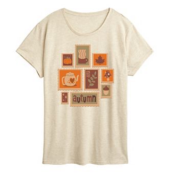 Women's Fall Stamps Collage Graphic Tee