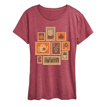Women's Fall Stamps Collage Graphic Tee