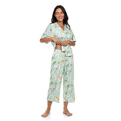 Women's Lilac+London 2-Piece Print Knit Pajama Top & Pajama Bottoms Set