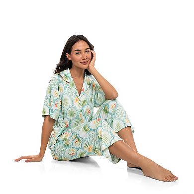 Women's Lilac+London 2-Piece Print Knit Pajama Top & Pajama Bottoms Set