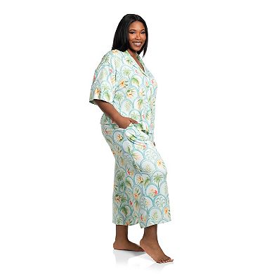 Plus Size Lilac+London 2-Piece Print Knit Pajama Top & Pajama Bottoms Set